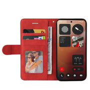 For Nothing Phone 3A Pro Dual-color Splicing Flip Leather Phone Case(Red)