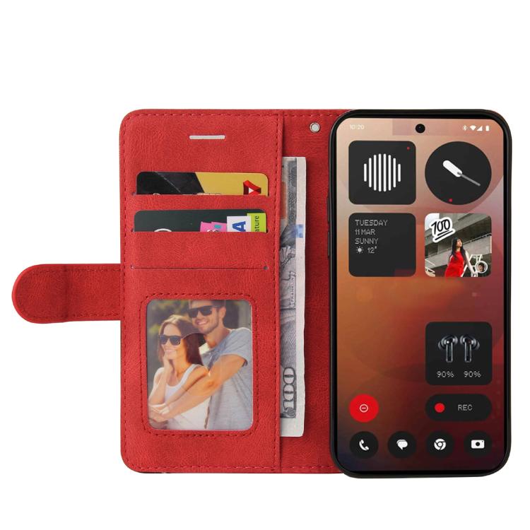 For Nothing Phone 3A Pro Dual-color Splicing Flip Leather Phone Case(Red)