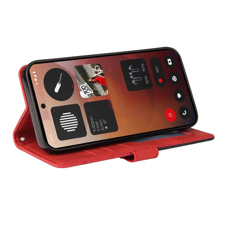 For Nothing Phone 3A Pro Dual-color Splicing Flip Leather Phone Case(Red) - free shipping - PMC Jewellery - Order now!
