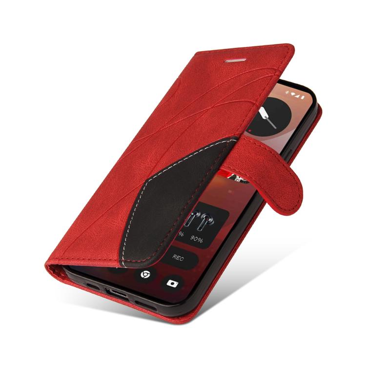 For Nothing Phone 3A Pro Dual-color Splicing Flip Leather Phone Case(Red) - free shipping - PMC Jewellery - Order now!