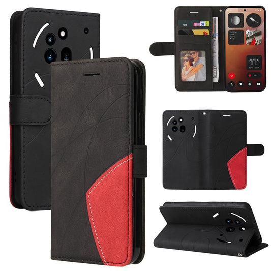 For Nothing Phone 3A Pro Dual-color Splicing Flip Leather Phone Case(Black) - free shipping - PMC Jewellery - Order now!