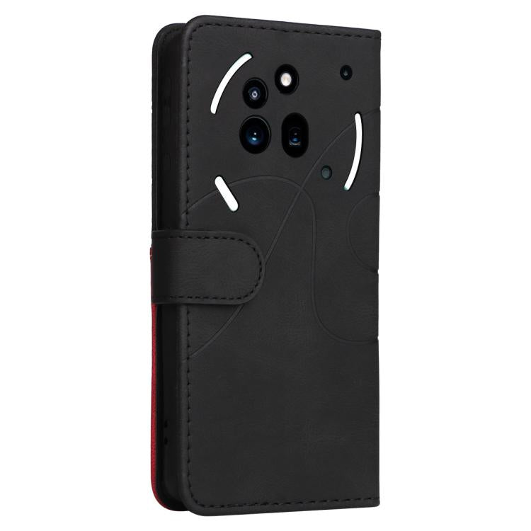 For Nothing Phone 3A Pro Dual-color Splicing Flip Leather Phone Case(Black)