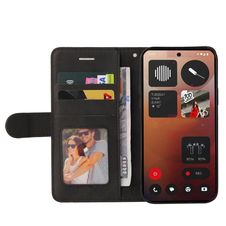 For Nothing Phone 3A Pro Dual-color Splicing Flip Leather Phone Case(Black)