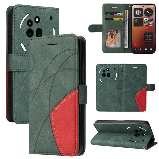 For Nothing Phone 3A Pro Dual-color Splicing Flip Leather Phone Case(Green) - free shipping - PMC Jewellery - Order now!