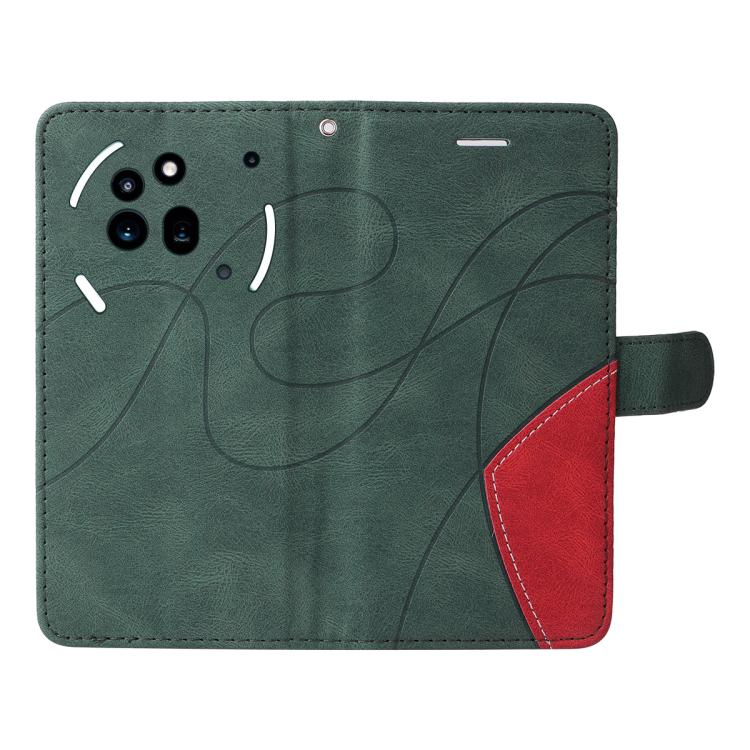 For Nothing Phone 3A Pro Dual-color Splicing Flip Leather Phone Case(Green)