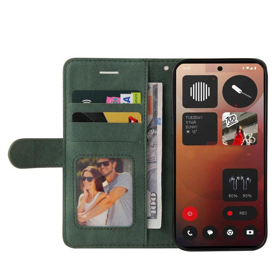 For Nothing Phone 3A Pro Dual-color Splicing Flip Leather Phone Case(Green)