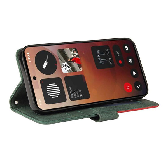 For Nothing Phone 3A Pro Dual-color Splicing Flip Leather Phone Case(Green)