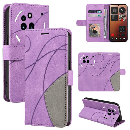 For Nothing Phone 3A Pro Dual-color Splicing Flip Leather Phone Case(Purple) - free shipping - PMC Jewellery - Order now!