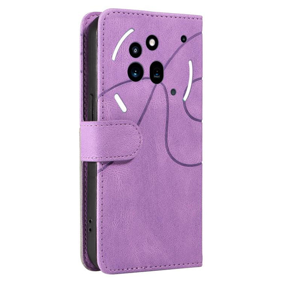 For Nothing Phone 3A Pro Dual-color Splicing Flip Leather Phone Case(Purple)