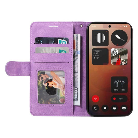 For Nothing Phone 3A Pro Dual-color Splicing Flip Leather Phone Case(Purple)