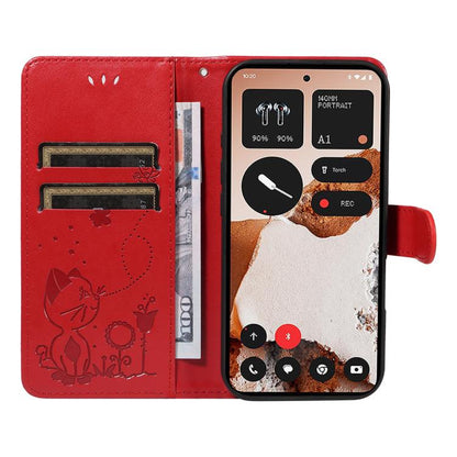 For Nothing CMF Phone 2 Pro Cat and Bee Embossed Flip Leather Phone Case(Red) - free shipping - PMC Jewellery - Order now!