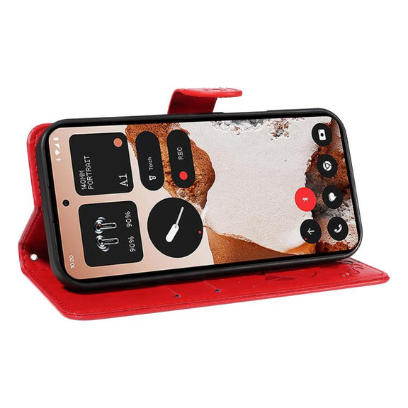 For Nothing CMF Phone 2 Pro Cat and Bee Embossed Flip Leather Phone Case(Red)