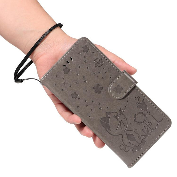 For Nothing CMF Phone 2 Pro Cat and Bee Embossed Flip Leather Phone Case(Grey)