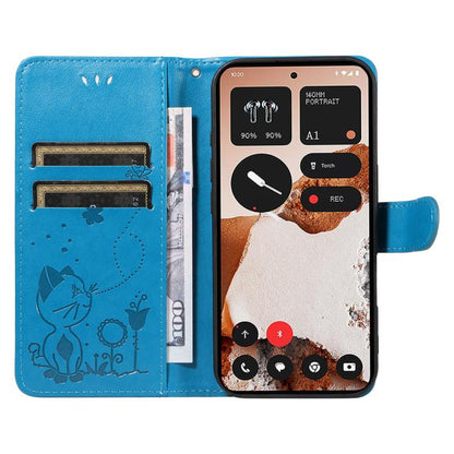 For Nothing CMF Phone 2 Pro Cat and Bee Embossed Flip Leather Phone Case(Blue) - free shipping - PMC Jewellery - Order now!