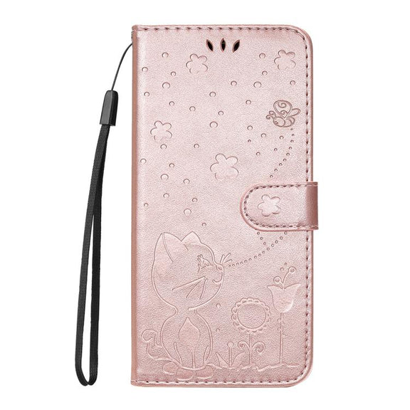 For Nothing CMF Phone 2 Pro Cat and Bee Embossed Flip Leather Phone Case(Rose Gold)