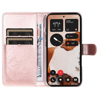 For Nothing CMF Phone 2 Pro Cat and Bee Embossed Flip Leather Phone Case(Rose Gold) - free shipping - PMC Jewellery - Order now!