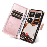 For Nothing CMF Phone 2 Pro Cat and Bee Embossed Flip Leather Phone Case(Rose Gold)