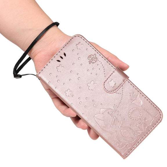 For Nothing CMF Phone 2 Pro Cat and Bee Embossed Flip Leather Phone Case(Rose Gold)