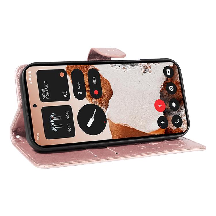 For Nothing CMF Phone 2 Pro Cat and Bee Embossed Flip Leather Phone Case(Rose Gold)