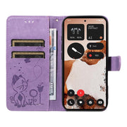 For Nothing CMF Phone 2 Pro Cat and Bee Embossed Flip Leather Phone Case(Purple)