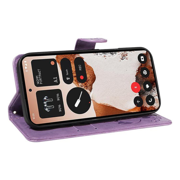 For Nothing CMF Phone 2 Pro Cat and Bee Embossed Flip Leather Phone Case(Purple)