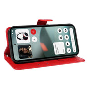 For Nothing Phone 3 Cat and Bee Embossed Flip Leather Phone Case(Red)