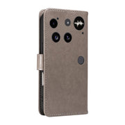 For Nothing Phone 3 Cat and Bee Embossed Flip Leather Phone Case(Grey)