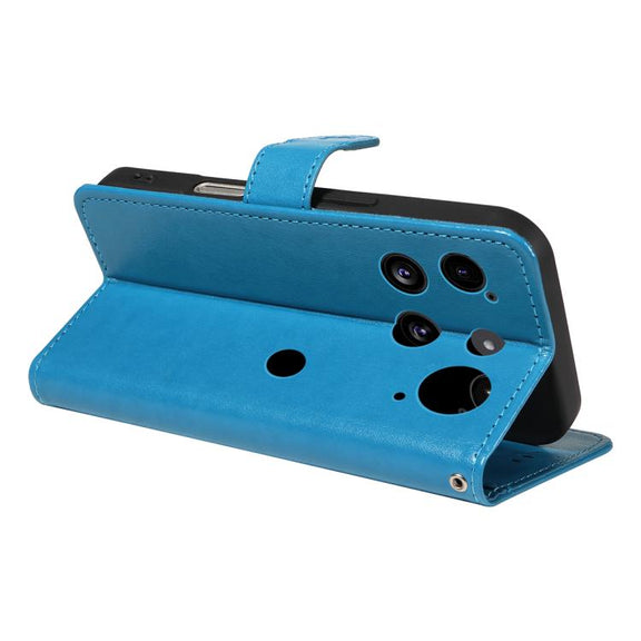 For Nothing Phone 3 Cat and Bee Embossed Flip Leather Phone Case(Blue)
