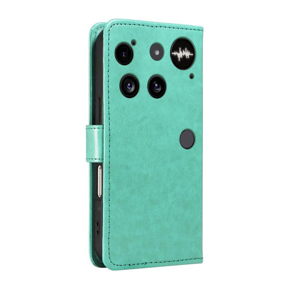 For Nothing Phone 3 Cat and Bee Embossed Flip Leather Phone Case(Green)