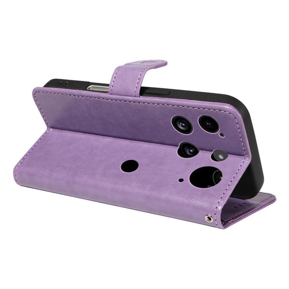 For Nothing Phone 3 Cat and Bee Embossed Flip Leather Phone Case(Purple)