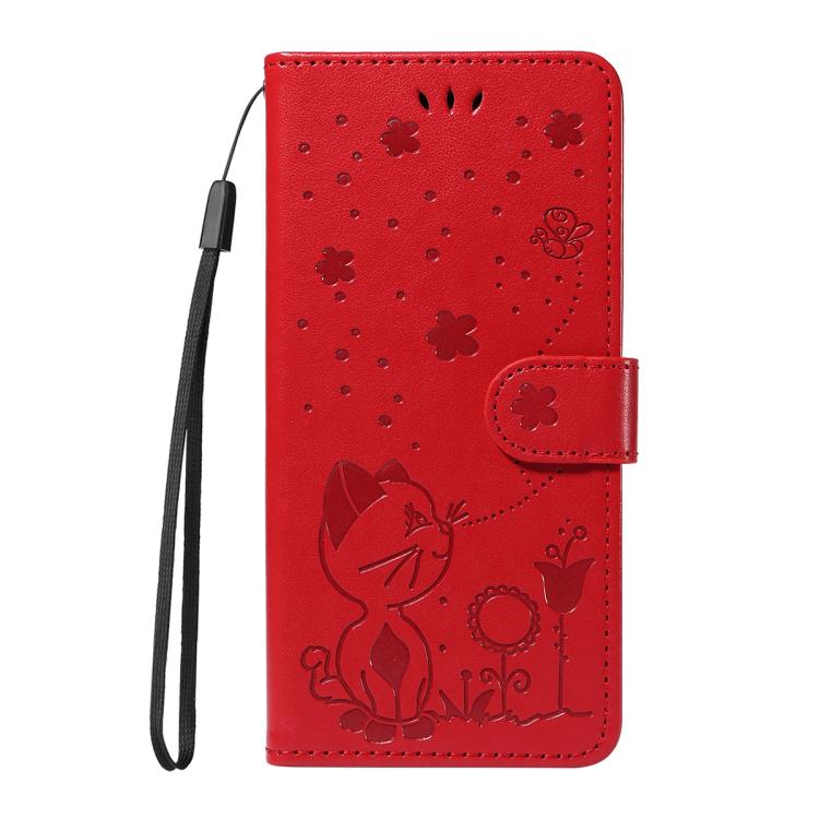 For Nothing Phone 3A Cat and Bee Embossed Flip Leather Phone Case(Red) - free shipping - PMC Jewellery - Order now!