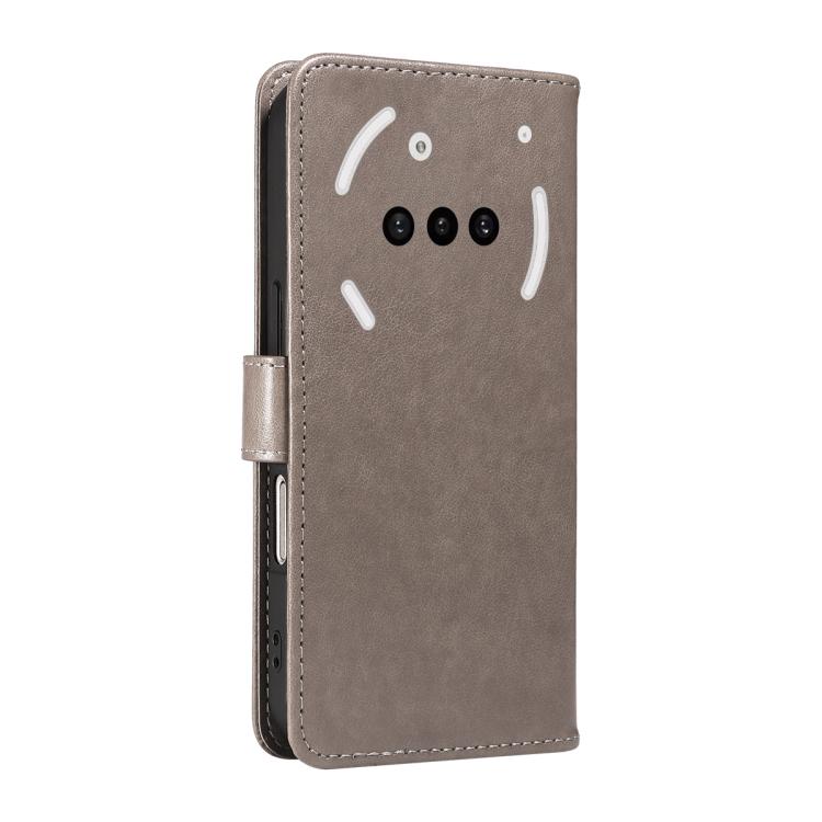 For Nothing Phone 3A Cat and Bee Embossed Flip Leather Phone Case(Grey) - free shipping - PMC Jewellery - Order now!