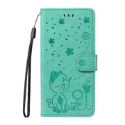 For Nothing Phone 3A Cat and Bee Embossed Flip Leather Phone Case(Green)