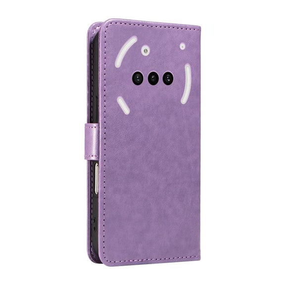 For Nothing Phone 3A Cat and Bee Embossed Flip Leather Phone Case(Purple)