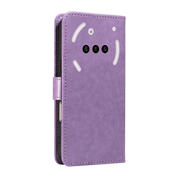 For Nothing Phone 3A Cat and Bee Embossed Flip Leather Phone Case(Purple)