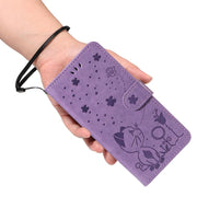 For Nothing Phone 3A Cat and Bee Embossed Flip Leather Phone Case(Purple)