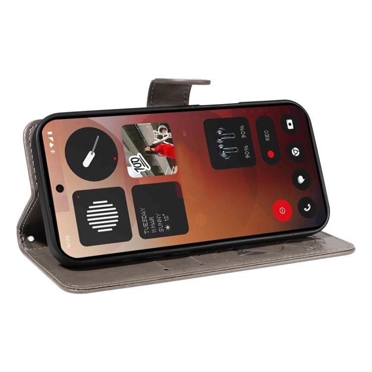 For Nothing Phone 3A Pro Cat and Bee Embossed Flip Leather Phone Case(Grey) - free shipping - PMC Jewellery - Order now!