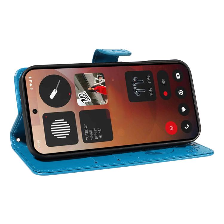 For Nothing Phone 3A Pro Cat and Bee Embossed Flip Leather Phone Case(Blue)