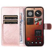 For Nothing Phone 3A Pro Cat and Bee Embossed Flip Leather Phone Case(Rose Gold)