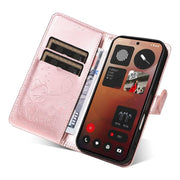 For Nothing Phone 3A Pro Cat and Bee Embossed Flip Leather Phone Case(Rose Gold)