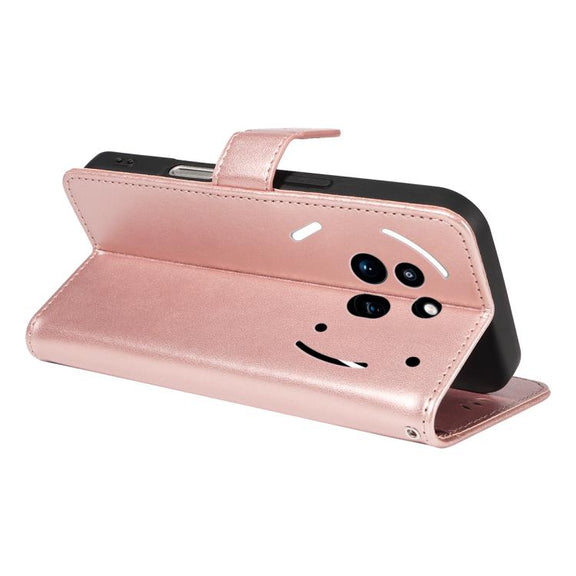 For Nothing Phone 3A Pro Cat and Bee Embossed Flip Leather Phone Case(Rose Gold)