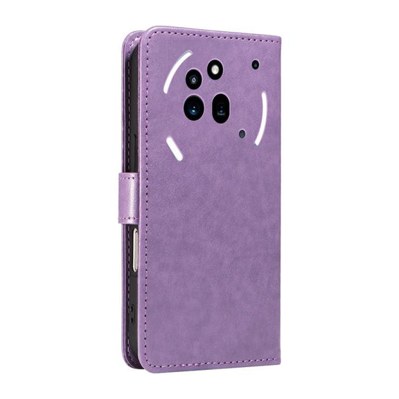 For Nothing Phone 3A Pro Cat and Bee Embossed Flip Leather Phone Case(Purple)