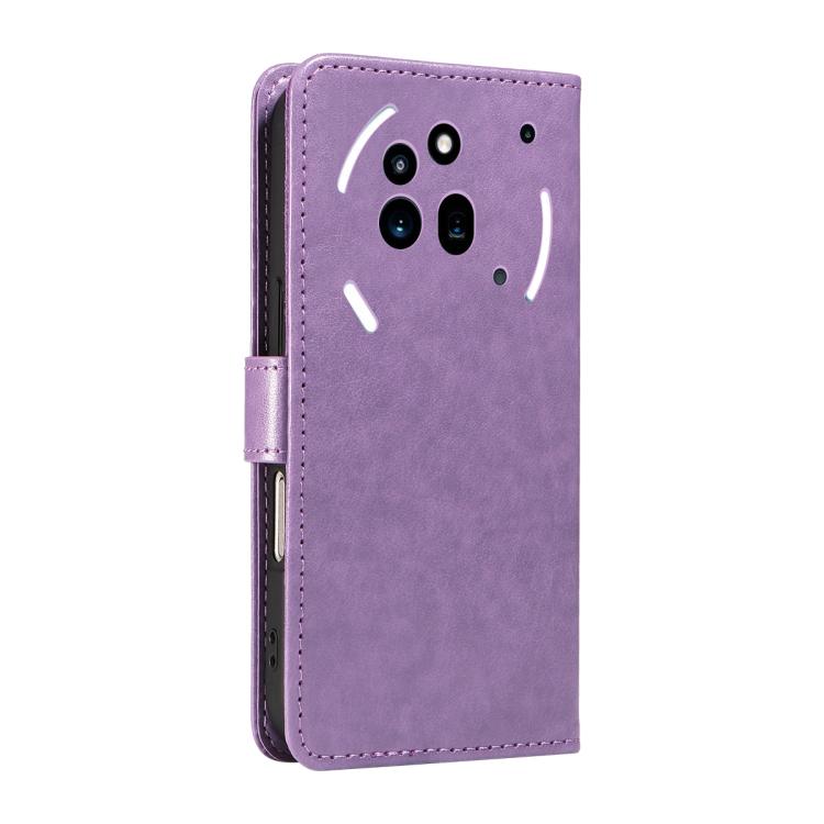 For Nothing Phone 3A Pro Cat and Bee Embossed Flip Leather Phone Case(Purple)