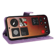 For Nothing Phone 3A Pro Cat and Bee Embossed Flip Leather Phone Case(Purple)
