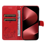 For Huawei Pura 80 Pro 5G Cat and Bee Embossed Flip Leather Phone Case(Red)