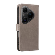 For Huawei Pura 80 Pro 5G Cat and Bee Embossed Flip Leather Phone Case(Grey)
