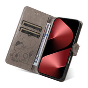 For Huawei Pura 80 Pro 5G Cat and Bee Embossed Flip Leather Phone Case(Grey)
