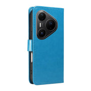 For Huawei Pura 80 Pro 5G Cat and Bee Embossed Flip Leather Phone Case(Blue)