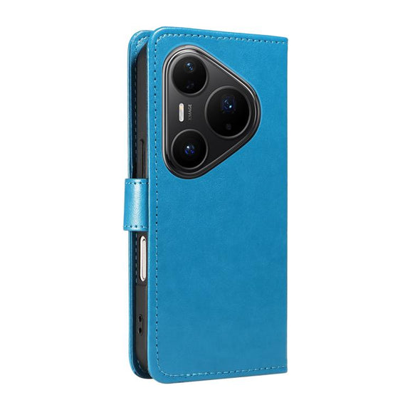 For Huawei Pura 80 Pro 5G Cat and Bee Embossed Flip Leather Phone Case(Blue)