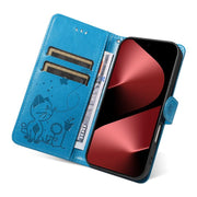 For Huawei Pura 80 Pro 5G Cat and Bee Embossed Flip Leather Phone Case(Blue)
